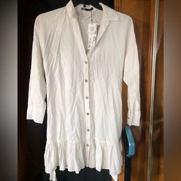 Zara LINEN BLEND SHIRTDRESS - Picture 9 of 12